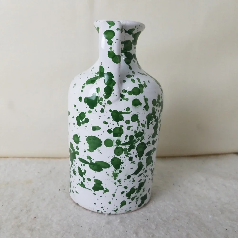 Green Splatter bud Vase Jug‎ with Handle Decorative Ceramic Pitcher country
